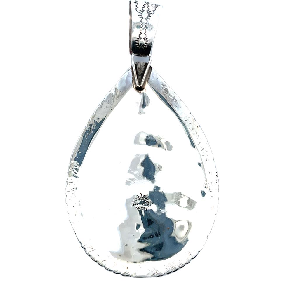  Estate Sterling Silver Coral Teardrop Pendant
