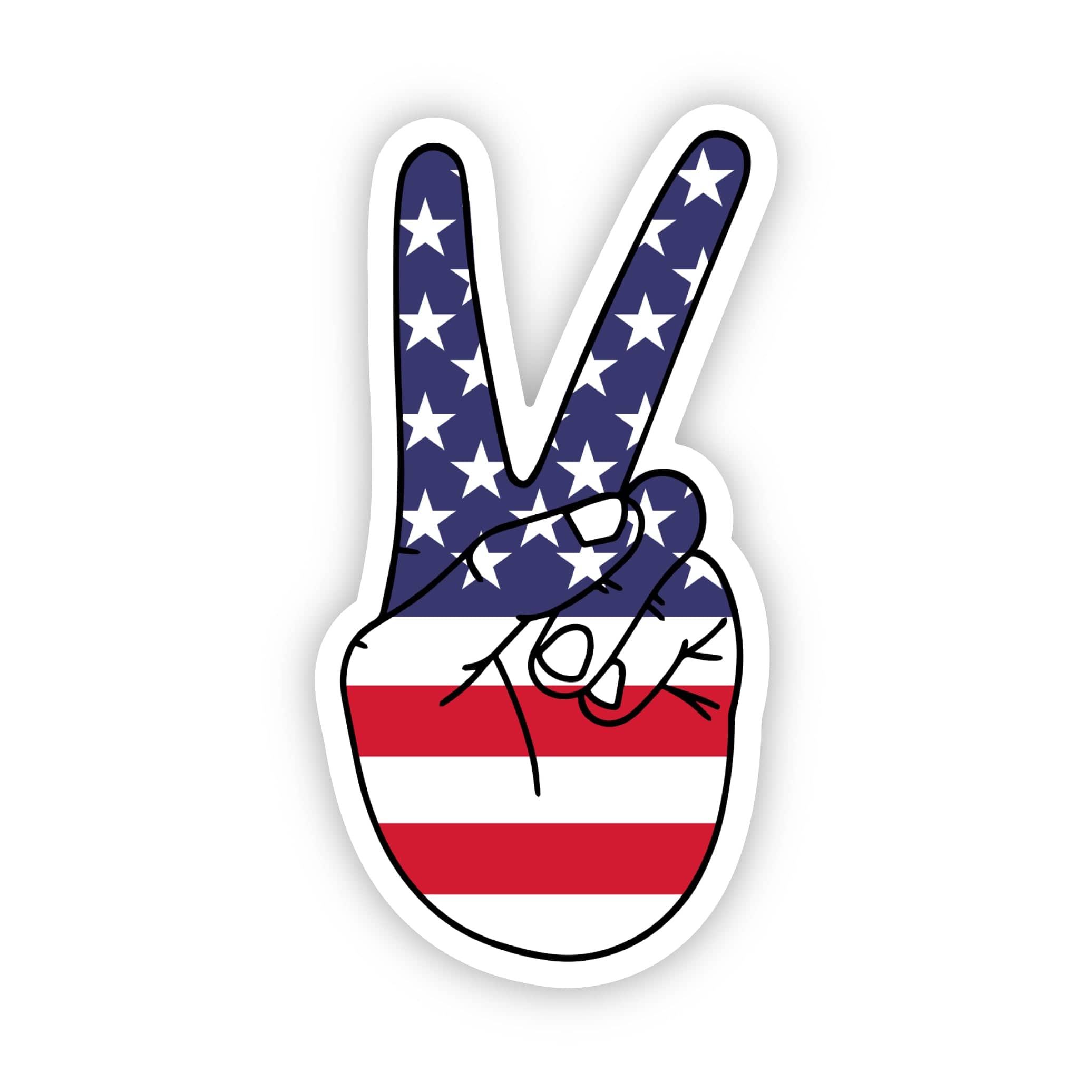  Peace Sign Hand Sticker - Amercan Flag、mySite、ghnorth