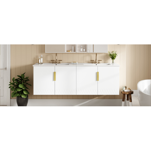 30" Vintage Bathroom Vanity with Ceramic Sink, with 3 Holes Single Ceramic Sink, Bathroom Storage Vanity Cabinet with 2 Soft Closing Doors、、xpatfood