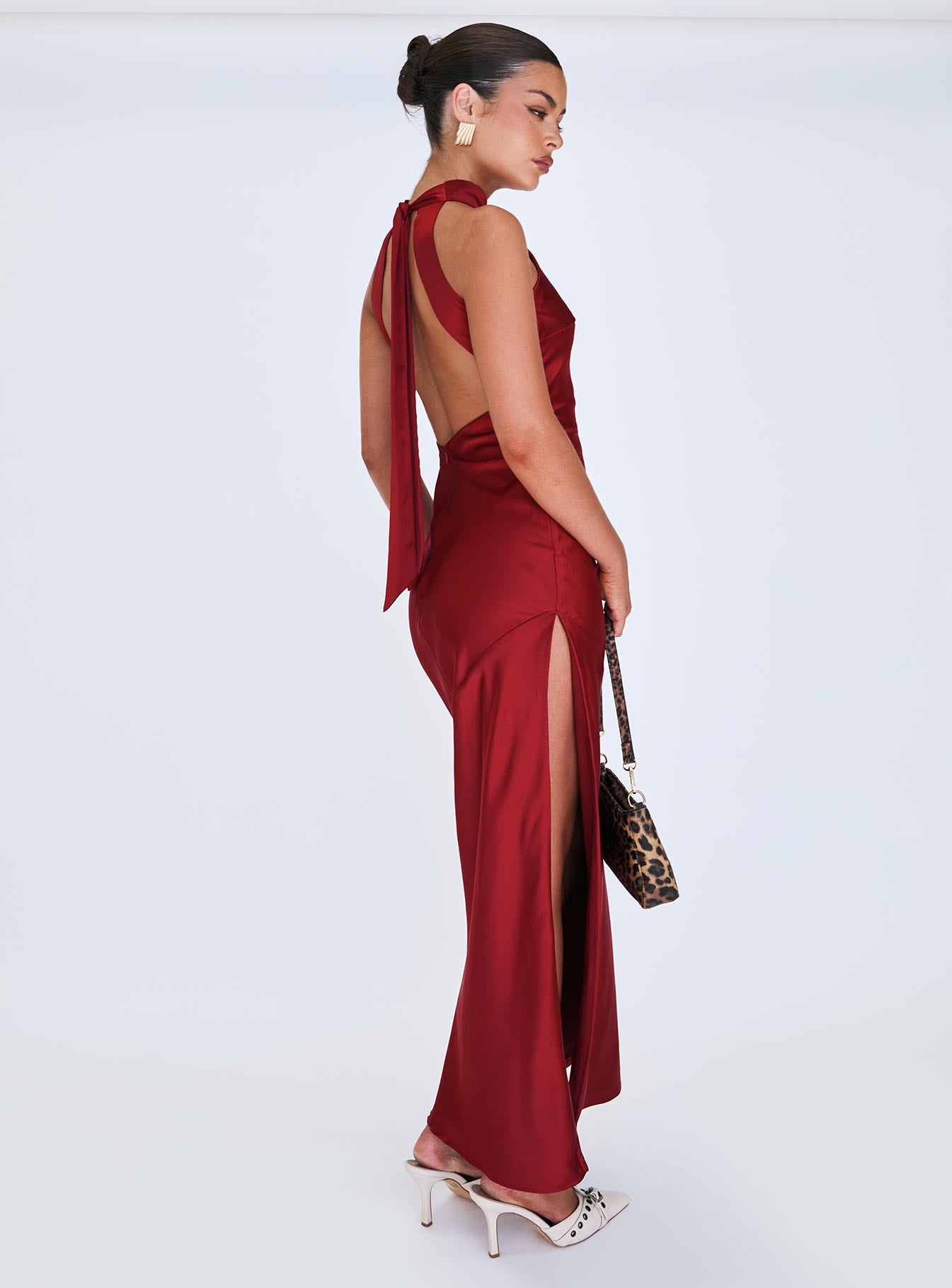 Mordecai Halter Maxi Dress Burgundy、mySite、solidvoid