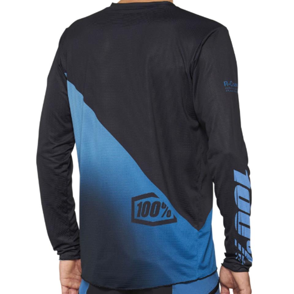  100% R-Core-X Long Sleeve 2022 Race Jersey - Black/Slate Blue、mySite、merchandisen