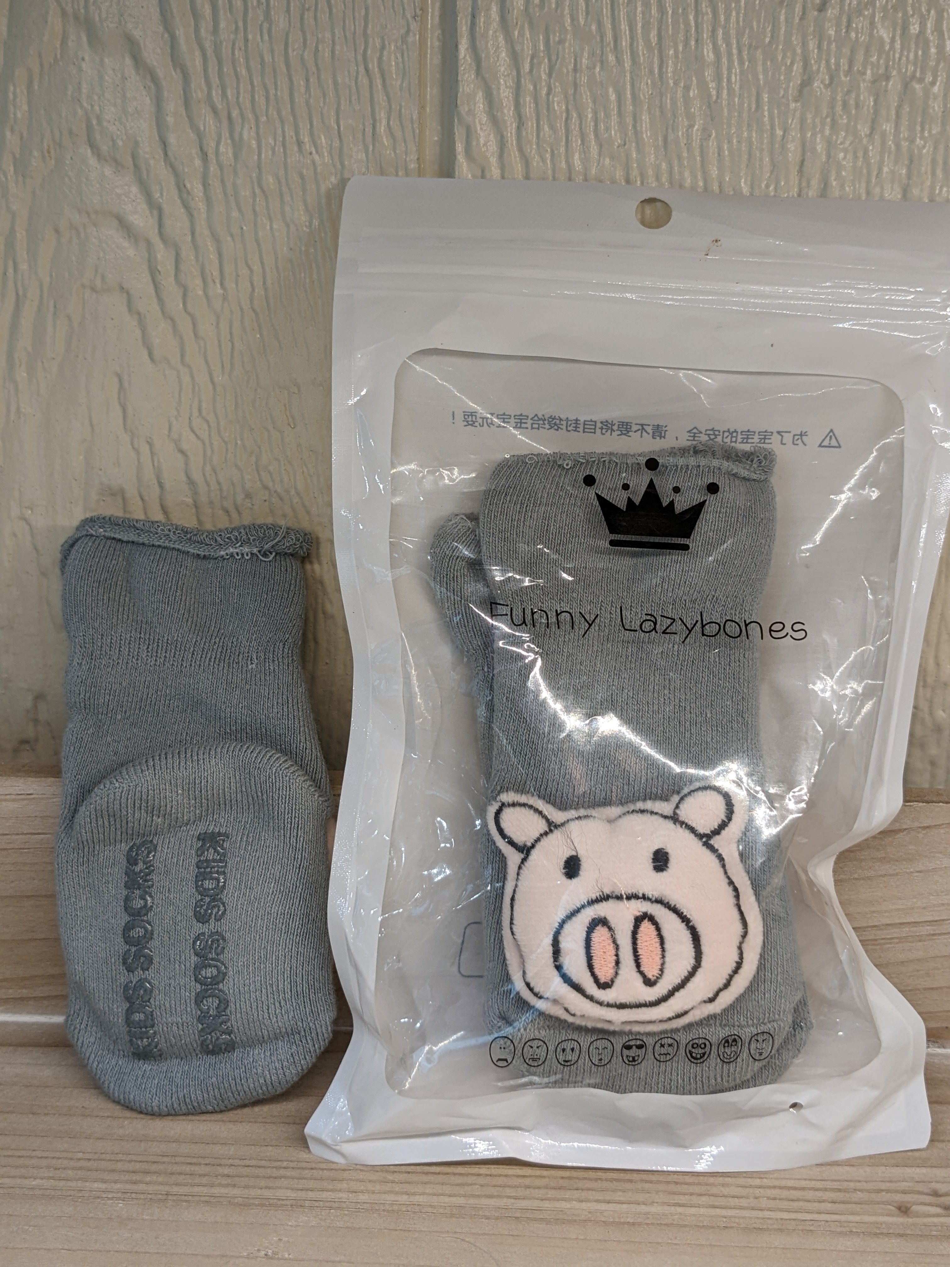 Piggy Socks for Baby with Grippy Bottoms Gray、mySite、g9winljtr