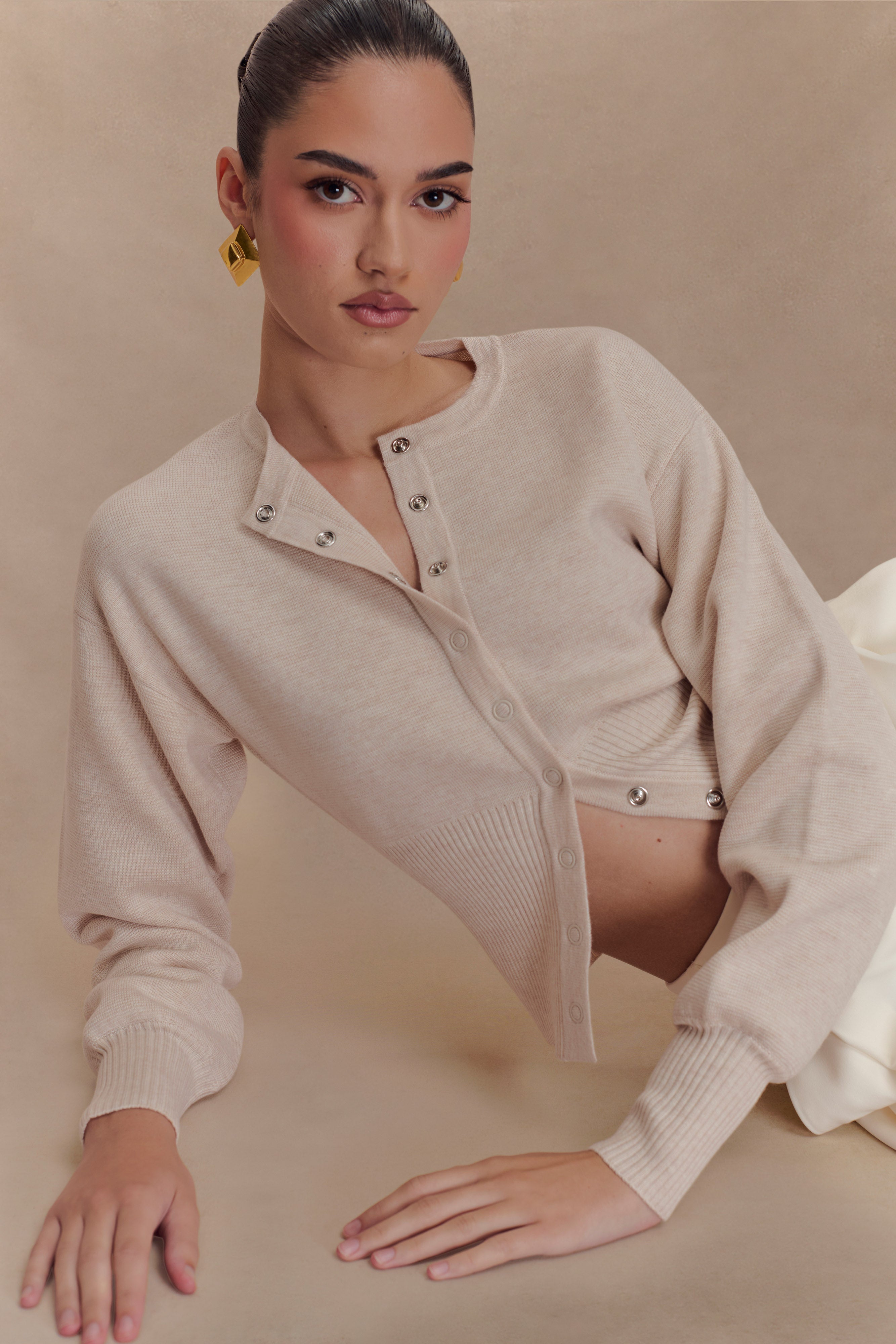 Ferne Button Up Knit Cardigan - Oat Marle、mySite、solidvoid