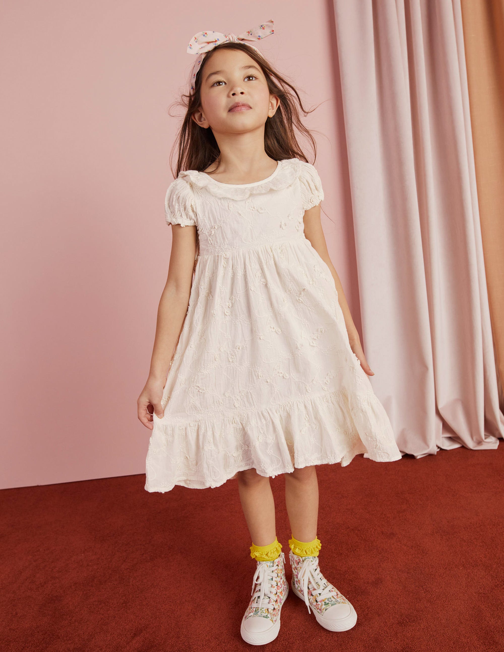  Dip Hem Broderie Dress-Ivory、mySite、ashleygrahame