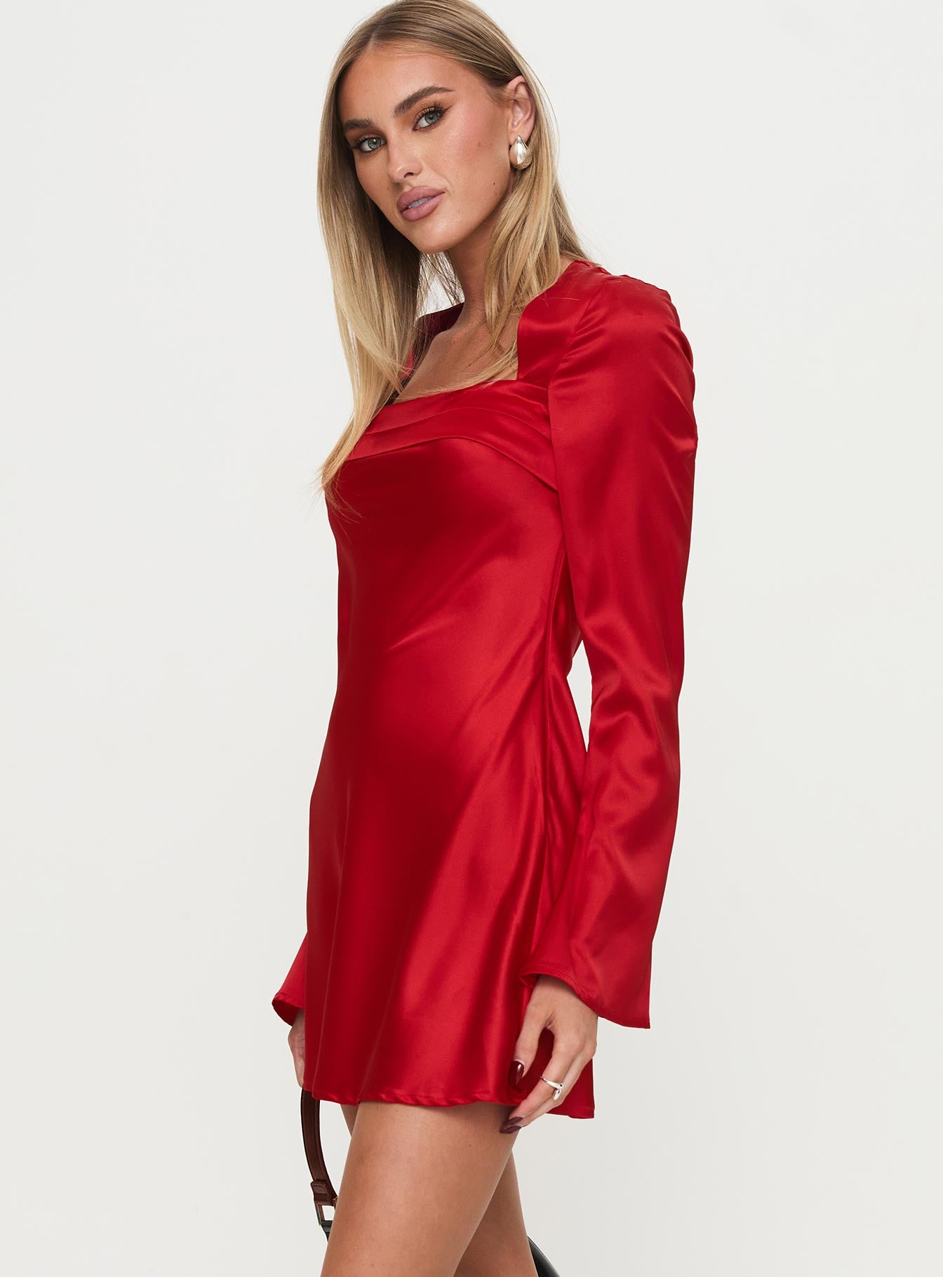 Phillipa Long Sleeve Mini Dress Red、mySite、solidvoid