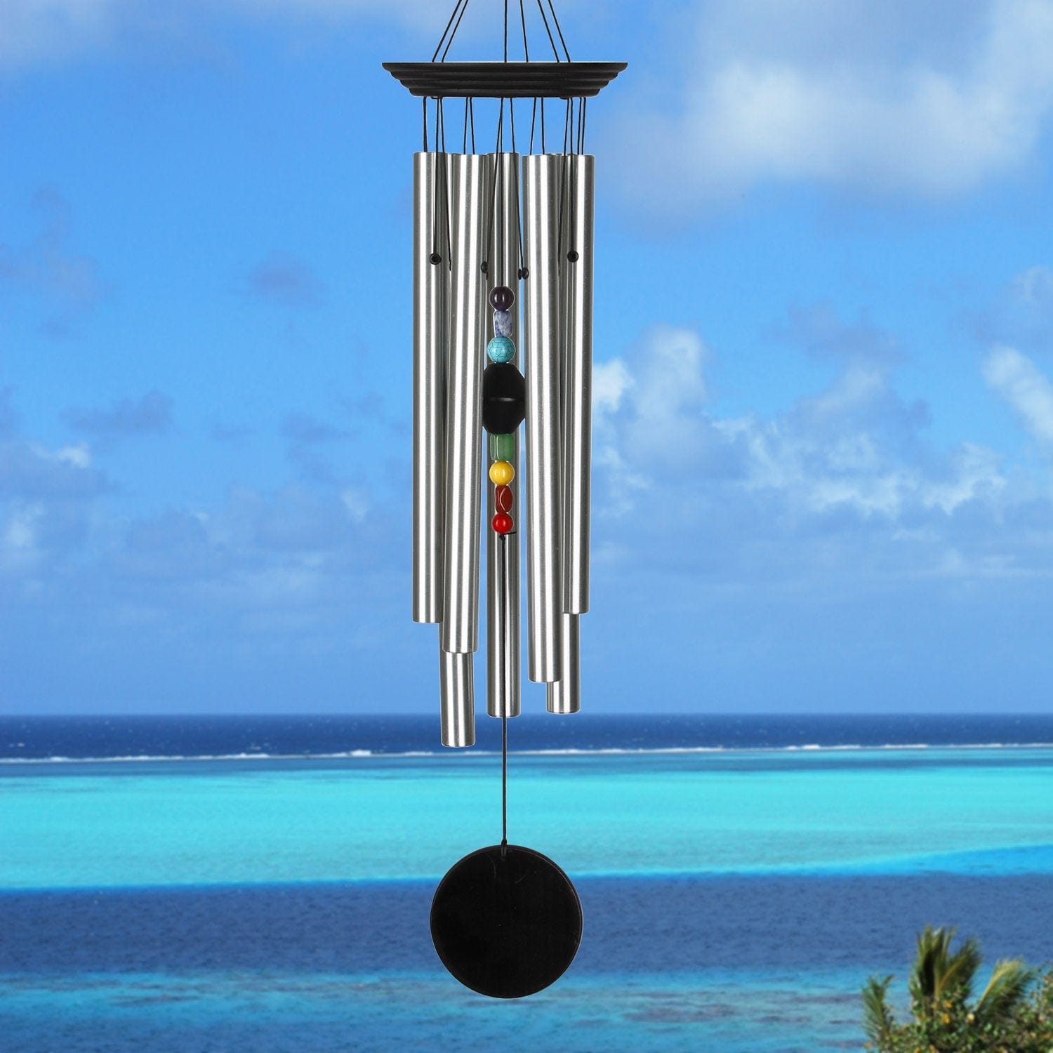 Chakra Chime - Seven Stones, Large, Black Woodstock Chimes、mySite、g9winljtr