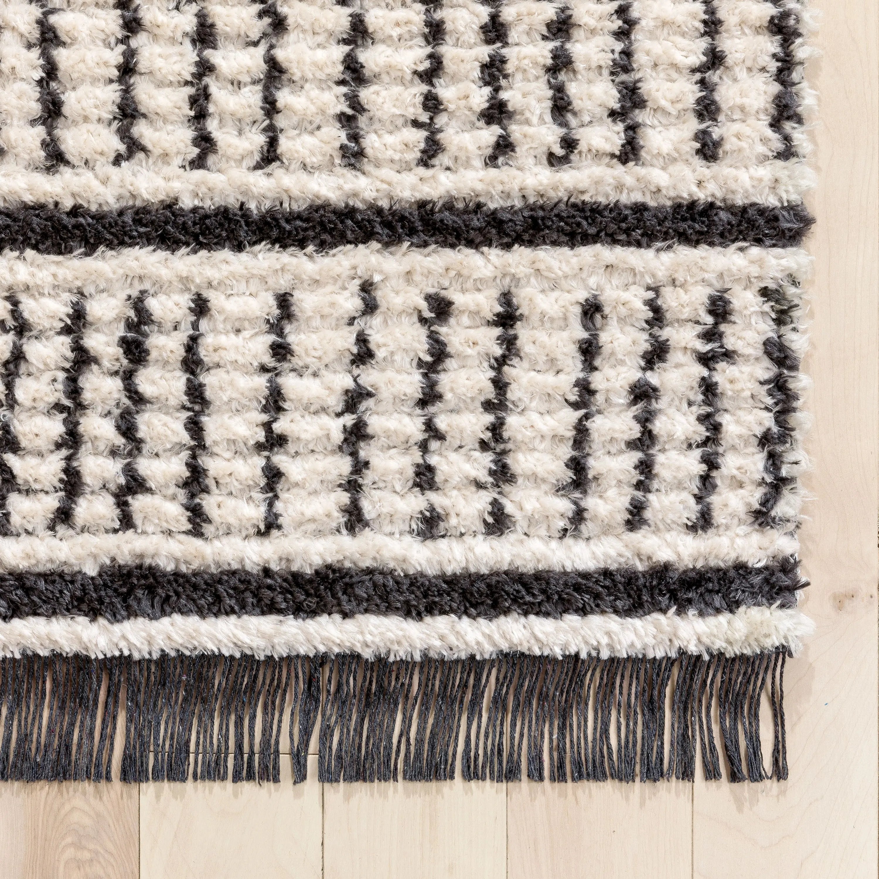 Viho Tribal Geometric Stripes Ivory High-Low Textured Pile Rug、mySite、gigharbornorthrealestate