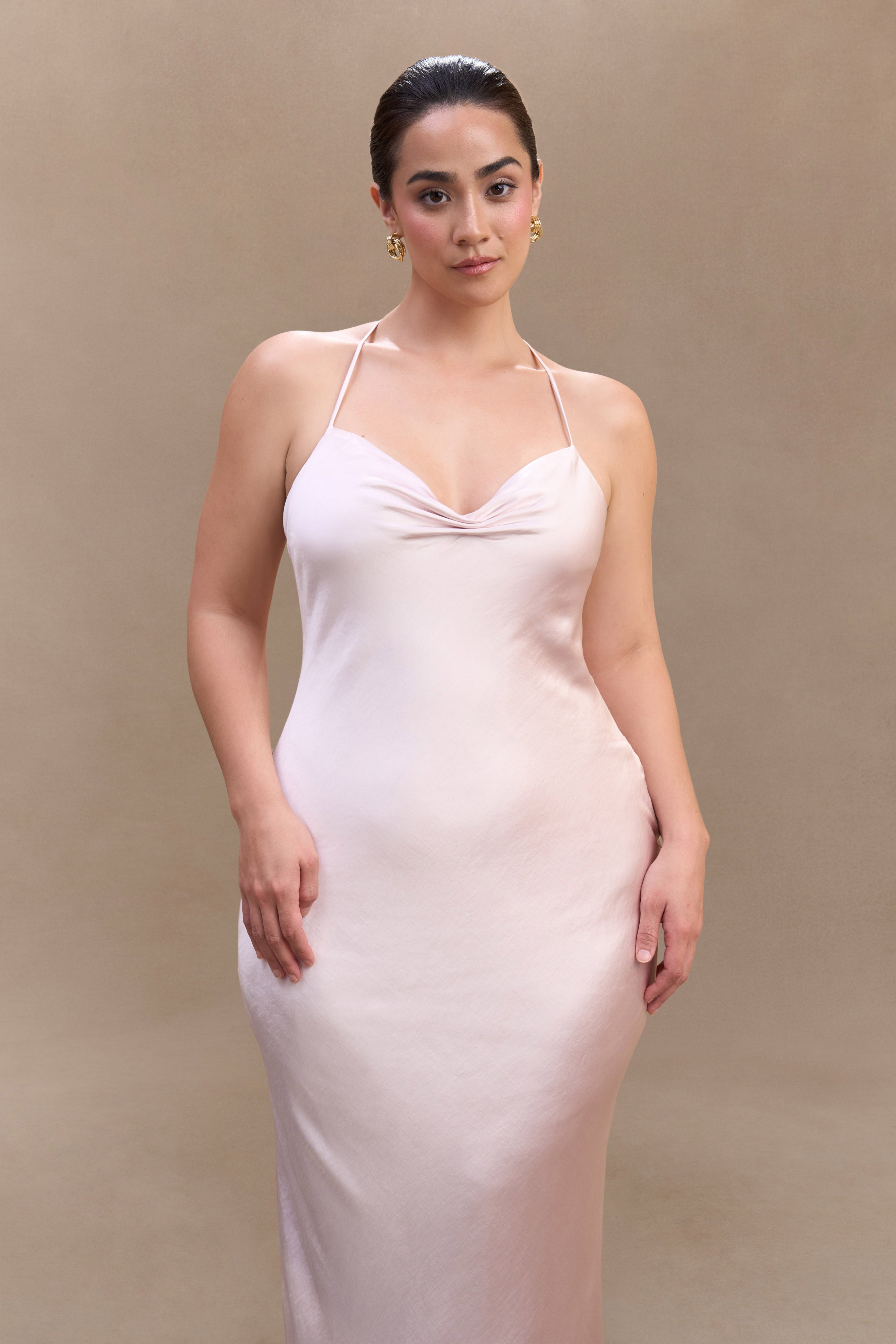 Lilly Sweetheart Satin Maxi Dress - Soft Pink、mySite、solidvoid