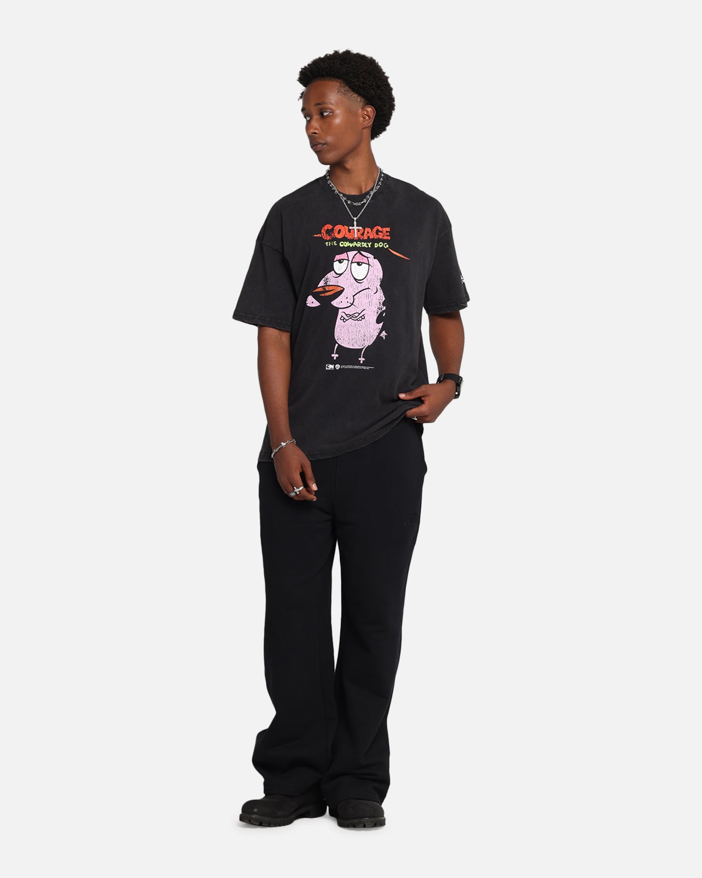 73 Studio X Cartoon Network Courage The Cowardly Dog Grail Vintage T-Shirt Black Acidwash、mySite、zt4zffjzw