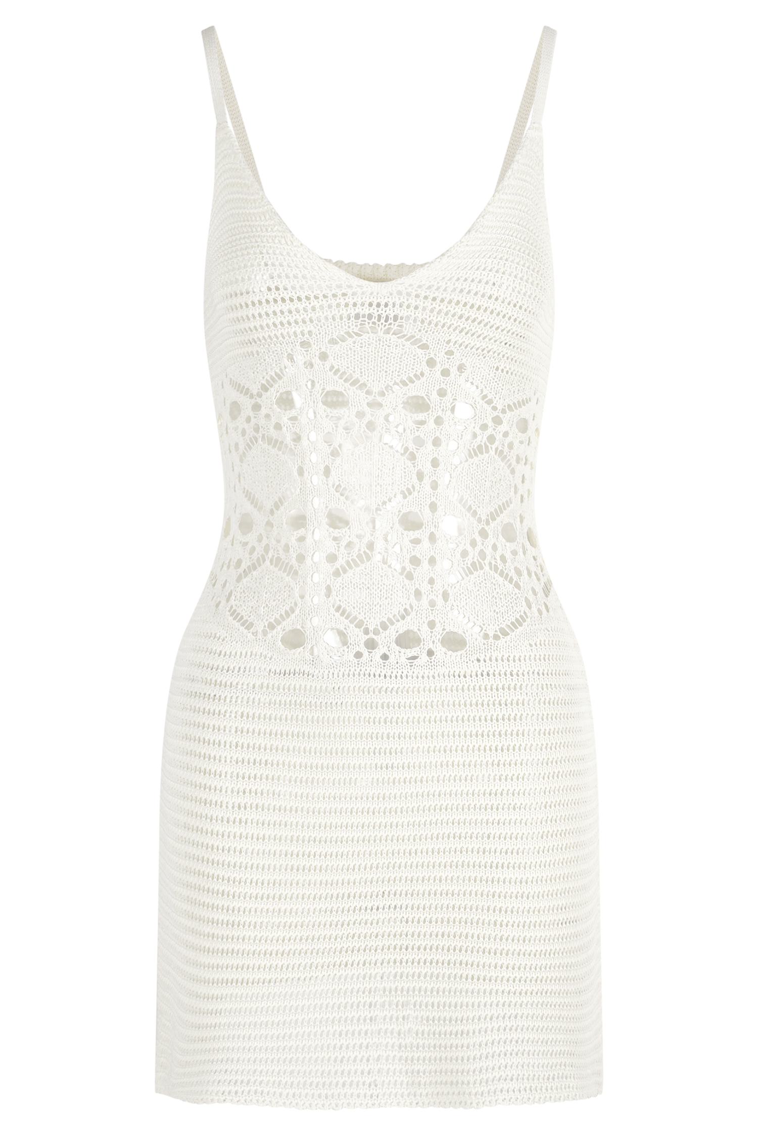 Everette Crochet Knit Mini Dress - Ivory、mySite、solidvoid