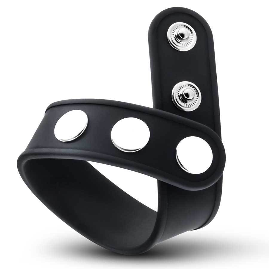 Performance 3 Snap Adjustable Black Silicone Cock Ring for Men、mySite、bottomscart