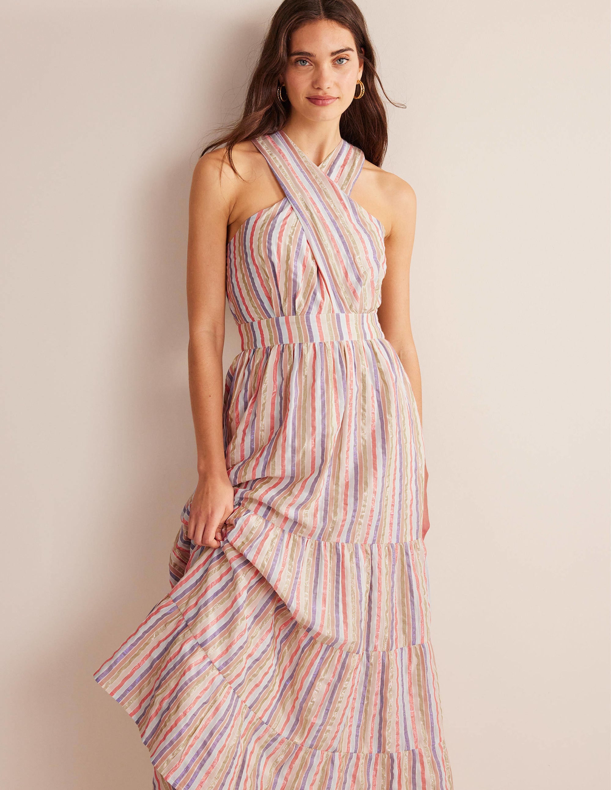  Metallic Stripe Maxi Dress-Metallic Multistripe、mySite、ashleygrahame