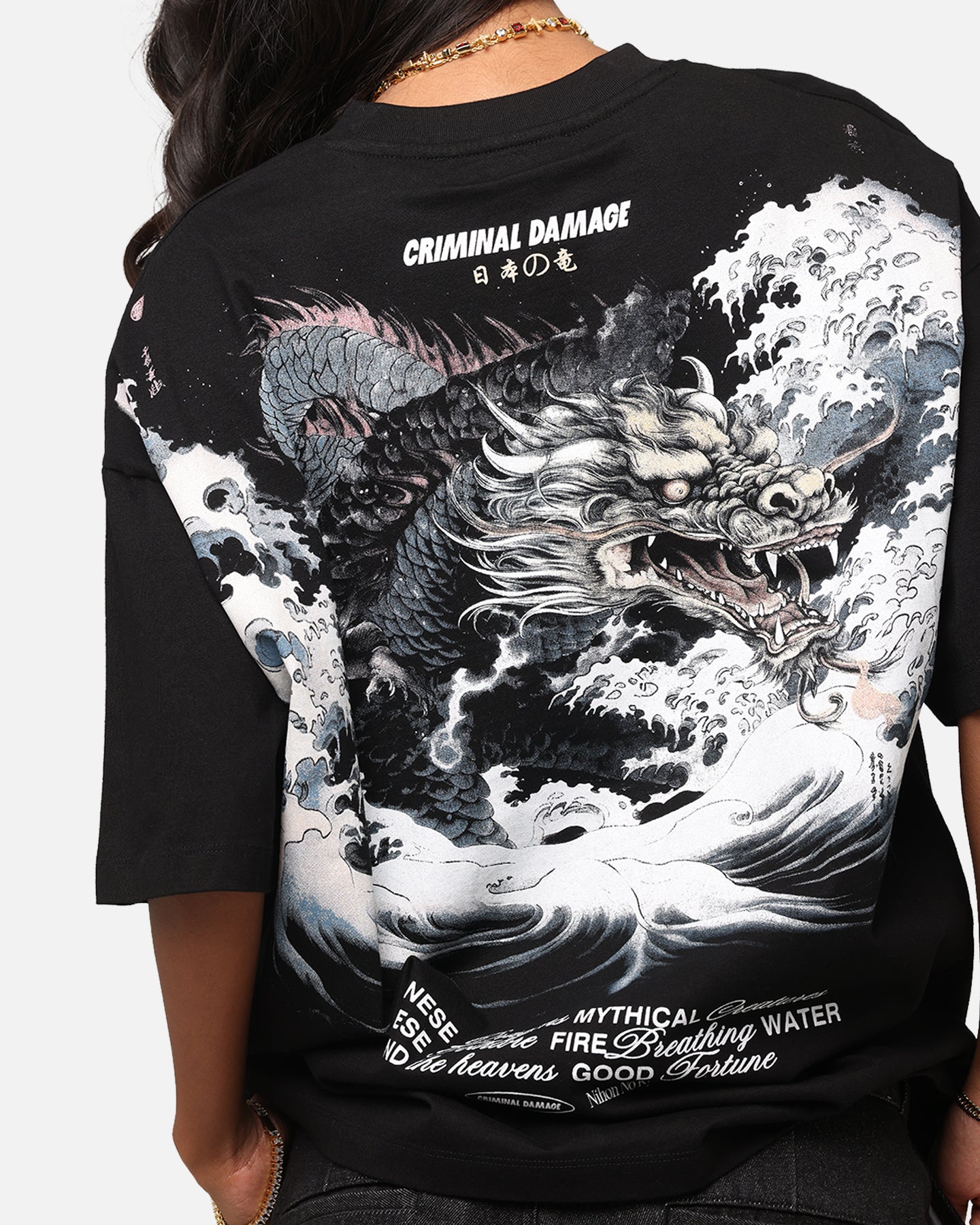 Criminal Damage Dragon Wave T-Shirt Washed Black、mySite、zt4zffjzw