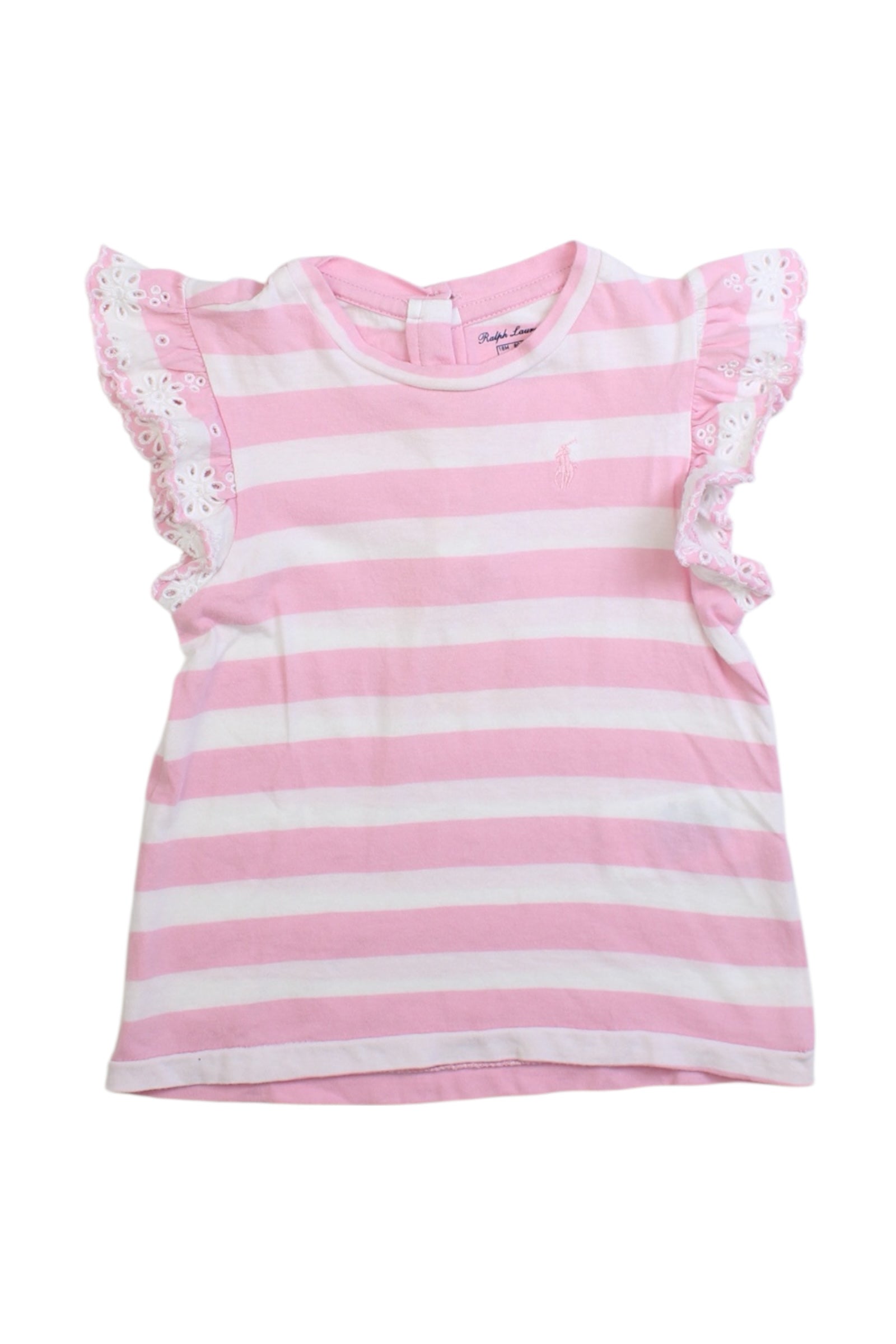 Ralph Lauren Eyelet Sleeve Striped Top, 12-18M、mySite、g9winljtr