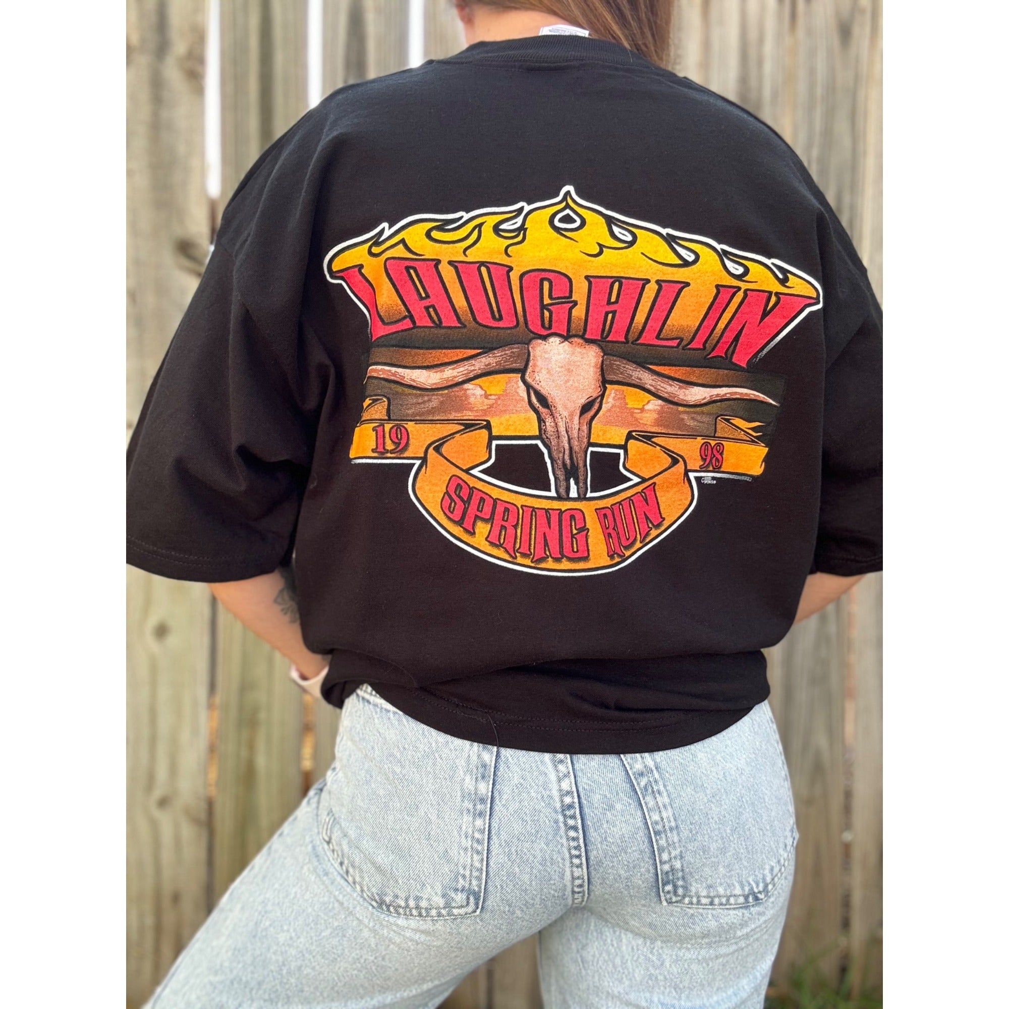 98' Spring Run Laughlin NV Motorcycle Rally Graphic Tee T-Shirt XL、mySite、garagedoors4me