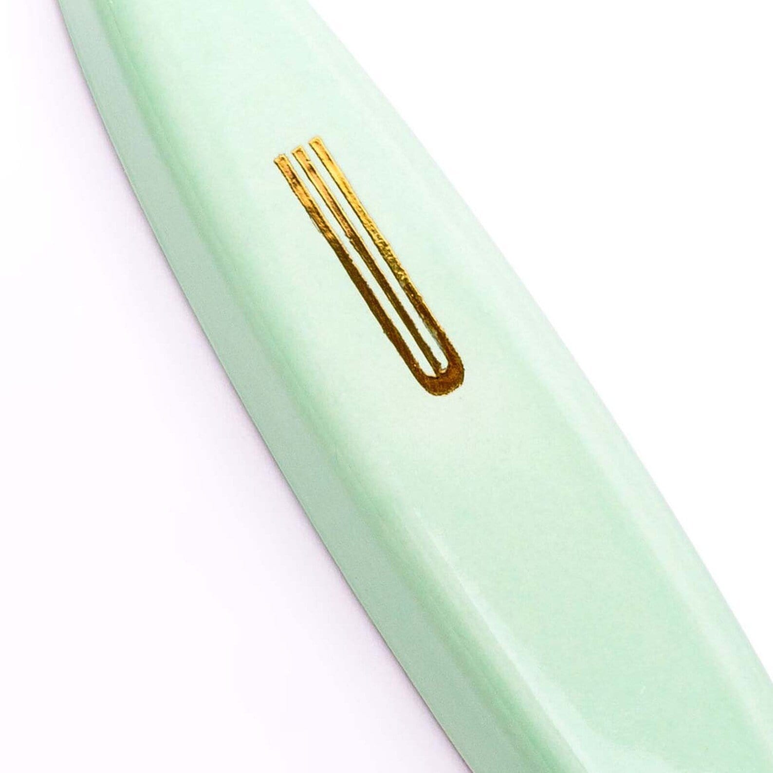 Mint Green Ceramic Mezuzah Case with Gold Shin by Mickala Design、mySite、topwebapps