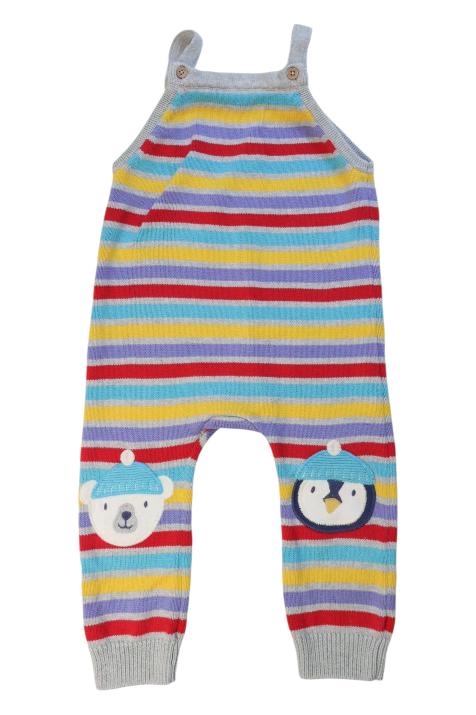 Frugi Knitted Long Overalls With Animal Patches - 12-18M、mySite、g9winljtr