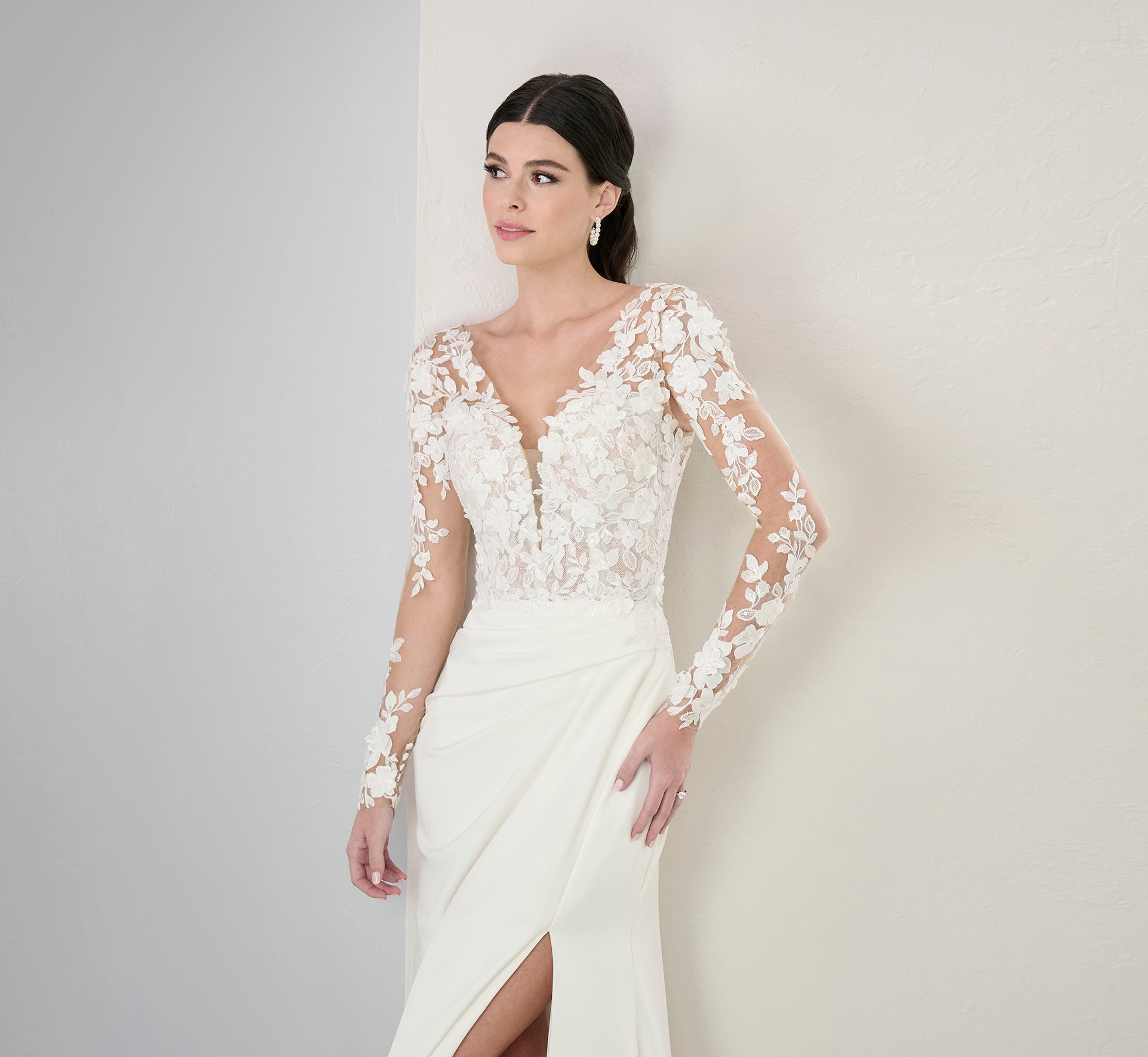 Stretch Matte Charmeuse Gown In Ivory Nude、mySite、solidvoid