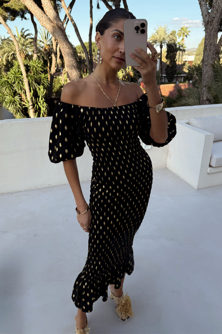 Black Jojo Dress with Gold Fleck、mySite、solidvoid