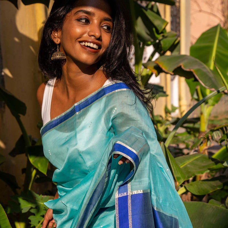 Handloom Saree | Chanderi Silk | Blue、mySite、camillekostekn