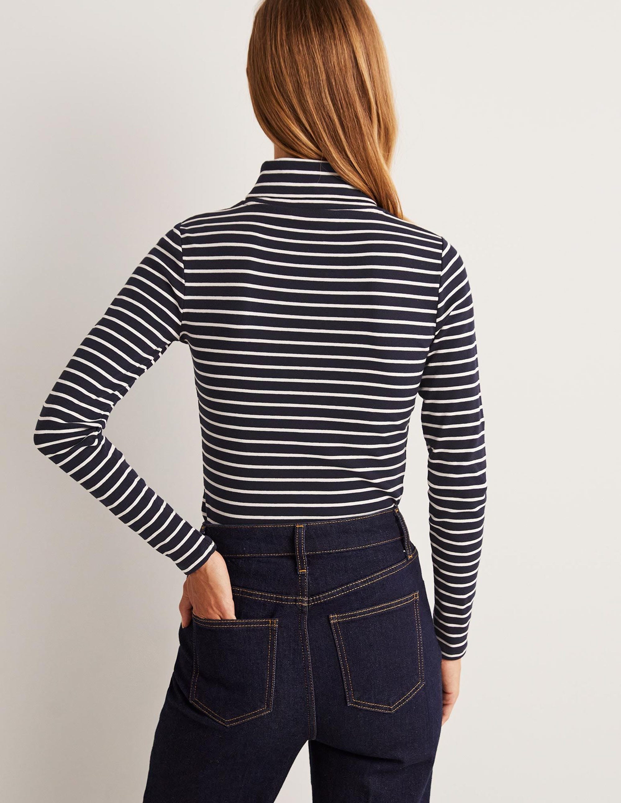  Essential Roll-neck Top-Navy / Ivory Stripe、mySite、ashleygrahame
