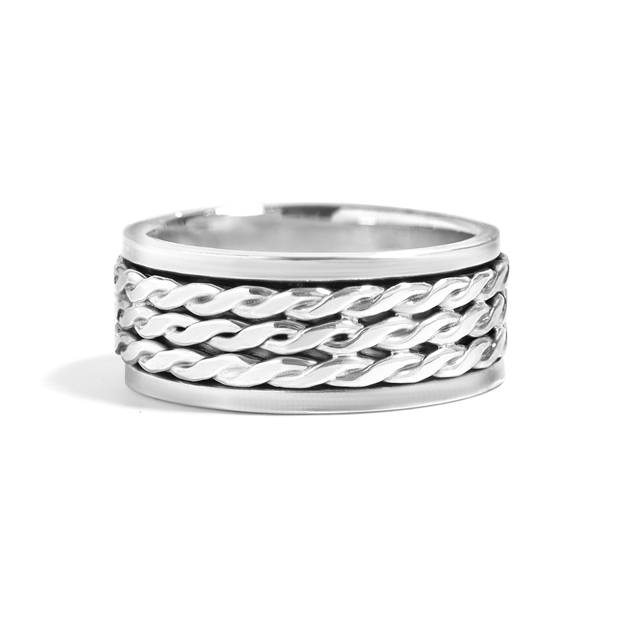 Sterling Silver Braided Triple Rope Chain Spinner Ring / SSR0029、mySite、dreamappss