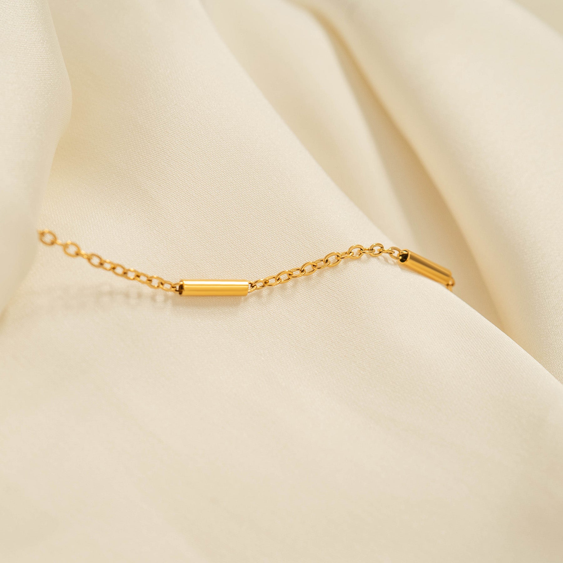 18K Gold PVD Stainless Steel Satellite Bar Chain Bracelet / BRJ1067、mySite、dreamappss