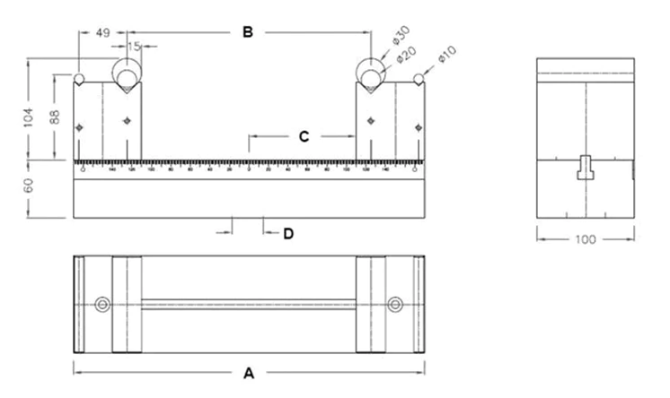 4 Point Bend Fixture Dimensions