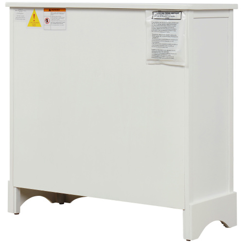 TREXM Rustic Storage Cabinet with Two Drawers and Four Classic Rattan Basket for Dining Room/Entryway/Living Room (Antique Navy)、、casual