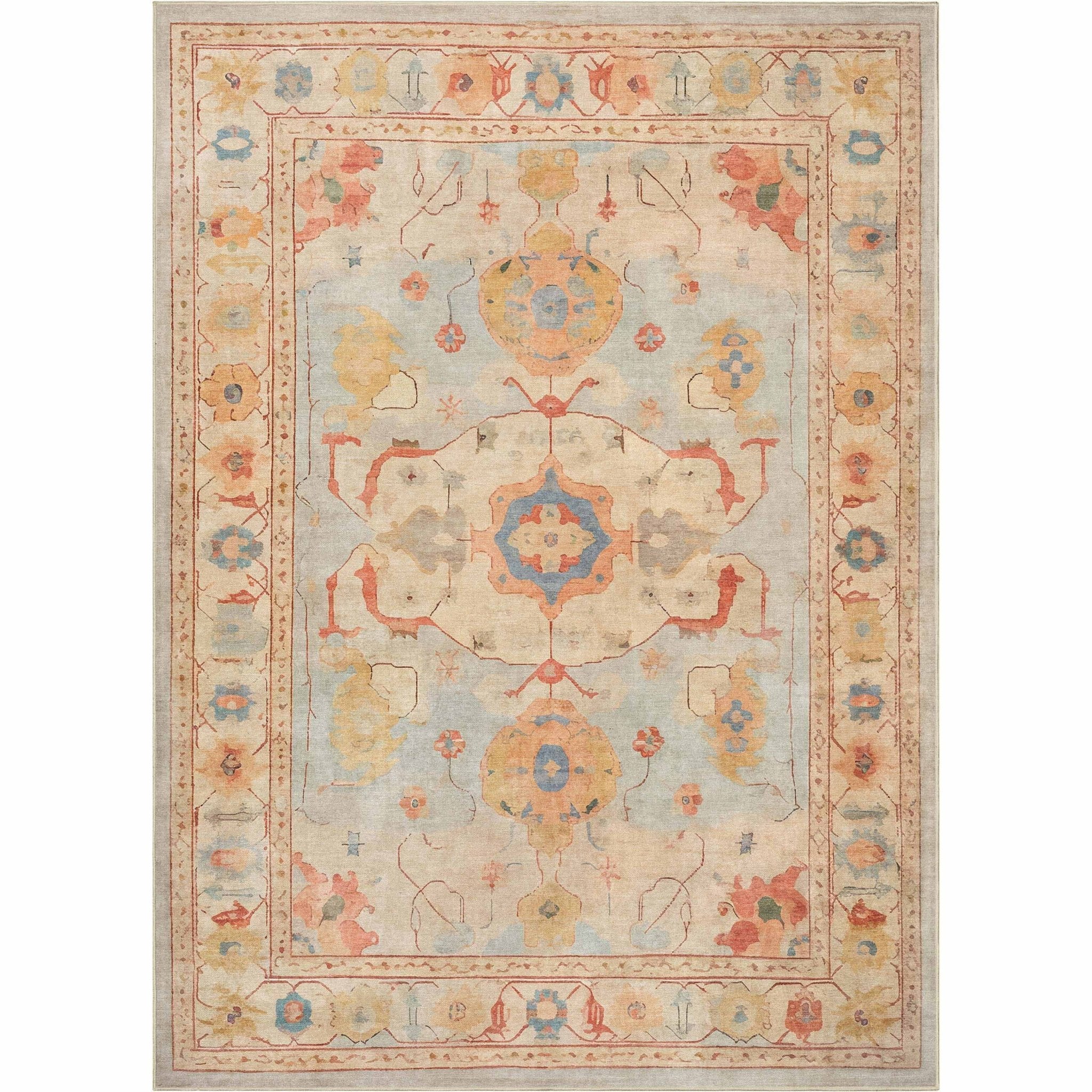 Pastel Tone On Tone - Updated Traditional Rug for Living Room Bedroom Dining Room ,Easy Clean、mySite、gigharbornorthrealestate