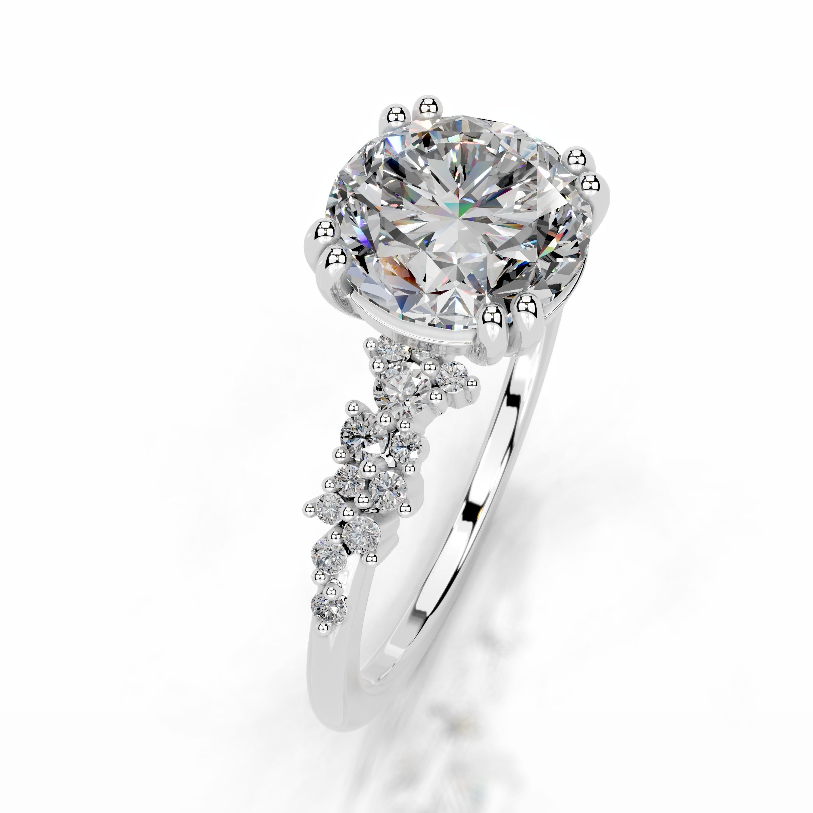 Emaline Moissanite & Diamonds Ring - 18K White Gold、mySite、hinf8tx79
