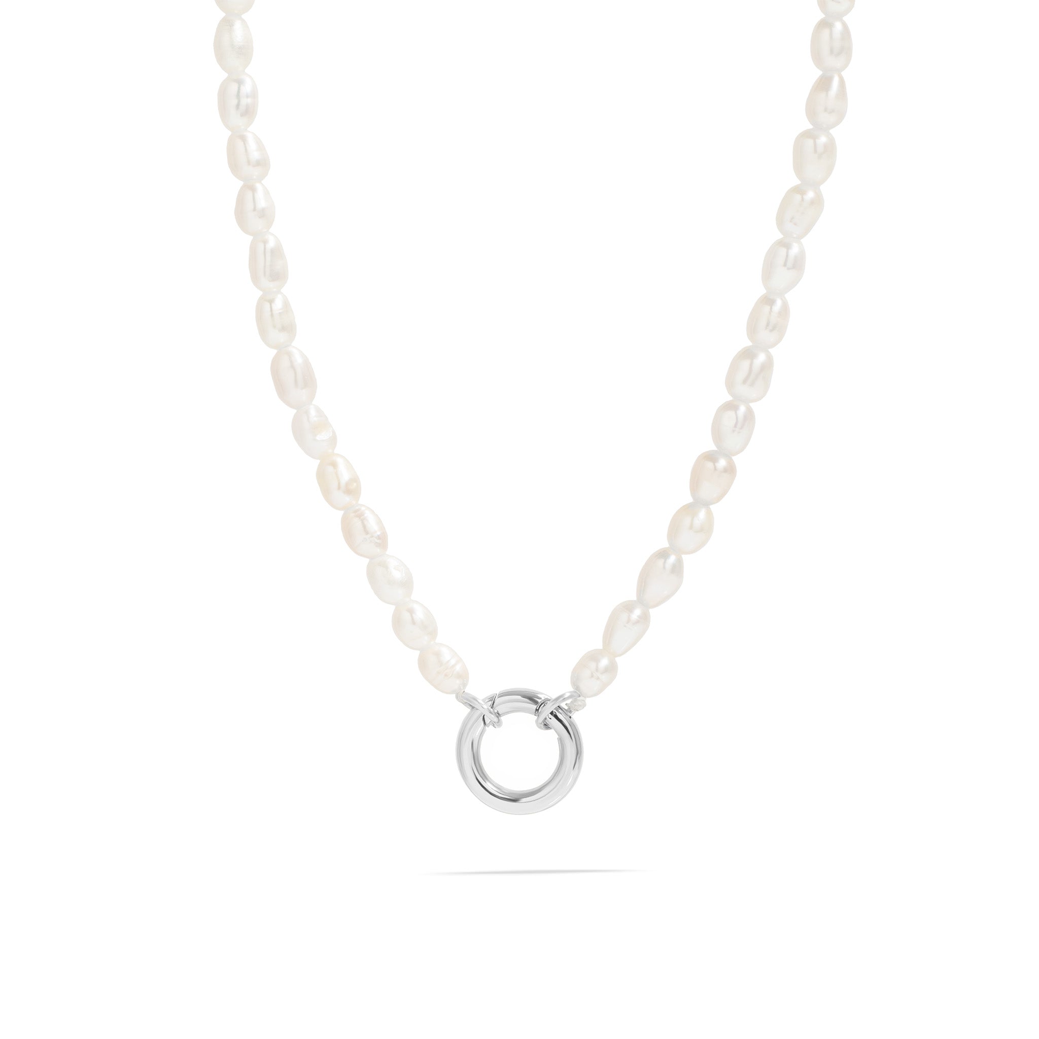 18K Gold PVD Stainless Steel Freshwater Pearl Charm Holder Necklace / CHN0100、mySite、dreamappss