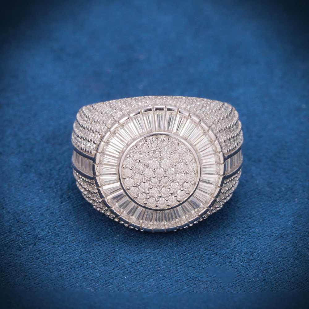 Baguette Circle Signet Moissanite Ring 14K Gold、mySite、hinf8tx79