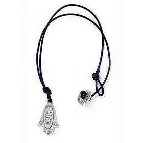 Emily Rosenfeld Beautiful Pewter Hamsa Pendant on Leather、mySite、topwebapps