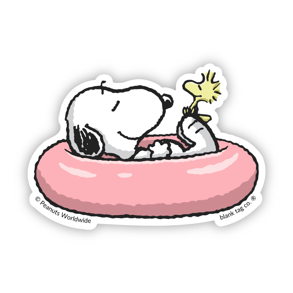  The Peanuts Snoopy and Woodstock On A Float Tube Vinyl Sticker Decal、mySite、ghnorth