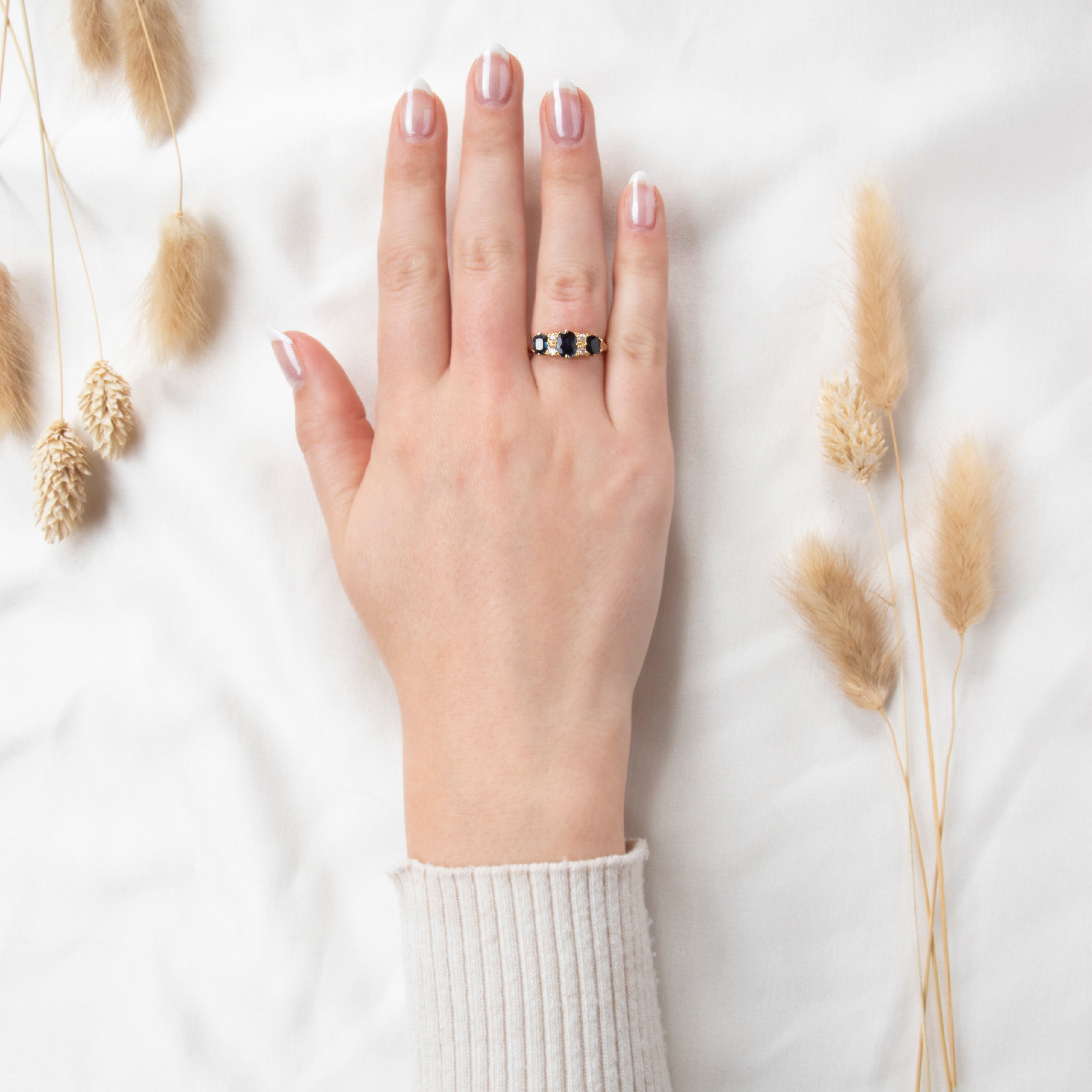 Antique English 18k Yellow Gold 1.37cttw Sapphire Diamond Edwardian Ring 6.75、mySite、hinf8tx79