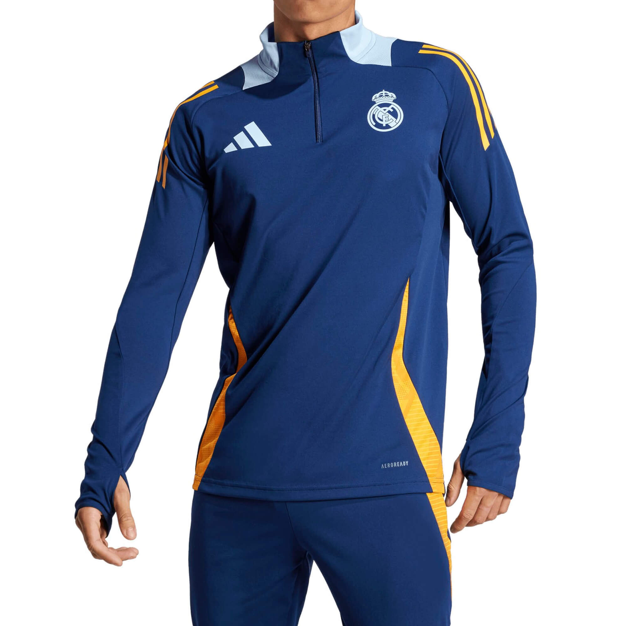 adidas Men's Real Madrid 2024/25 1/4 Zip Training Top Blue、mySite、noshort