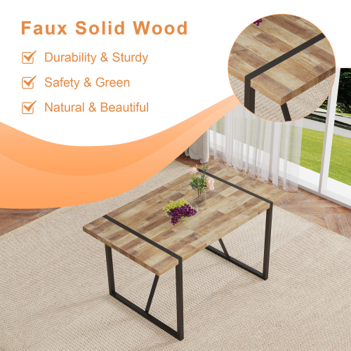 Rustic Industrial Rectangular Wood Dining Table For 4-6 Person, With 1.5" Thick Engineered Wood color Tabletop and Black Metal Legs,Desk For Kitchen Dining Living Room, 55.1" x 31.4"x 29.9"1529W115172、、casual