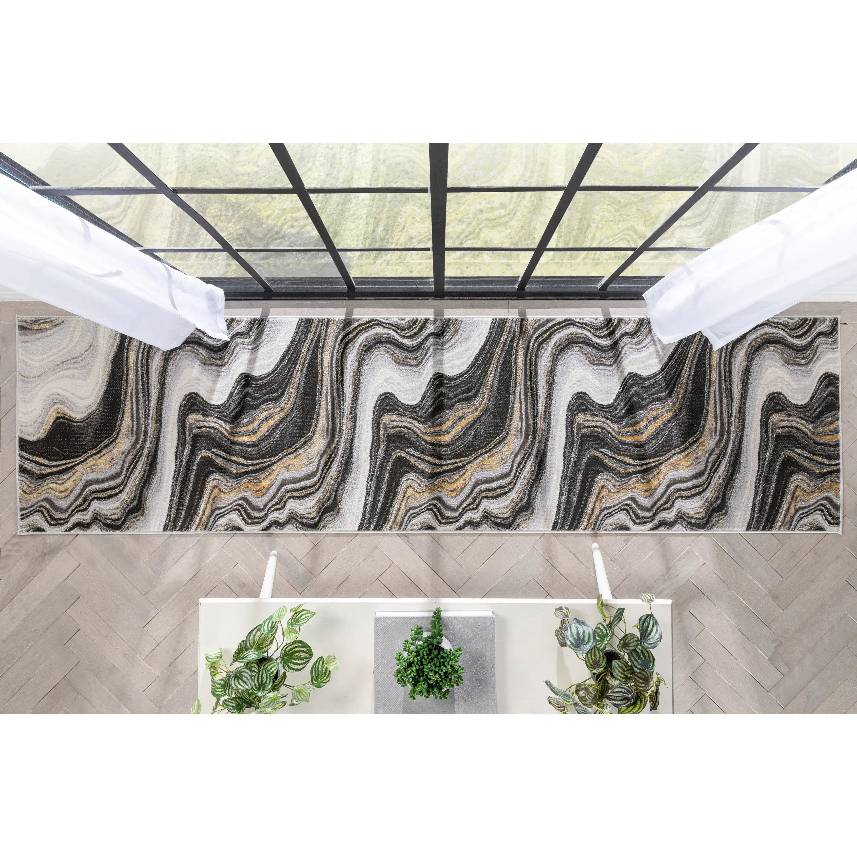 Warren Retro Abstract Waves Glam Rug、mySite、gigharbornorthrealestate
