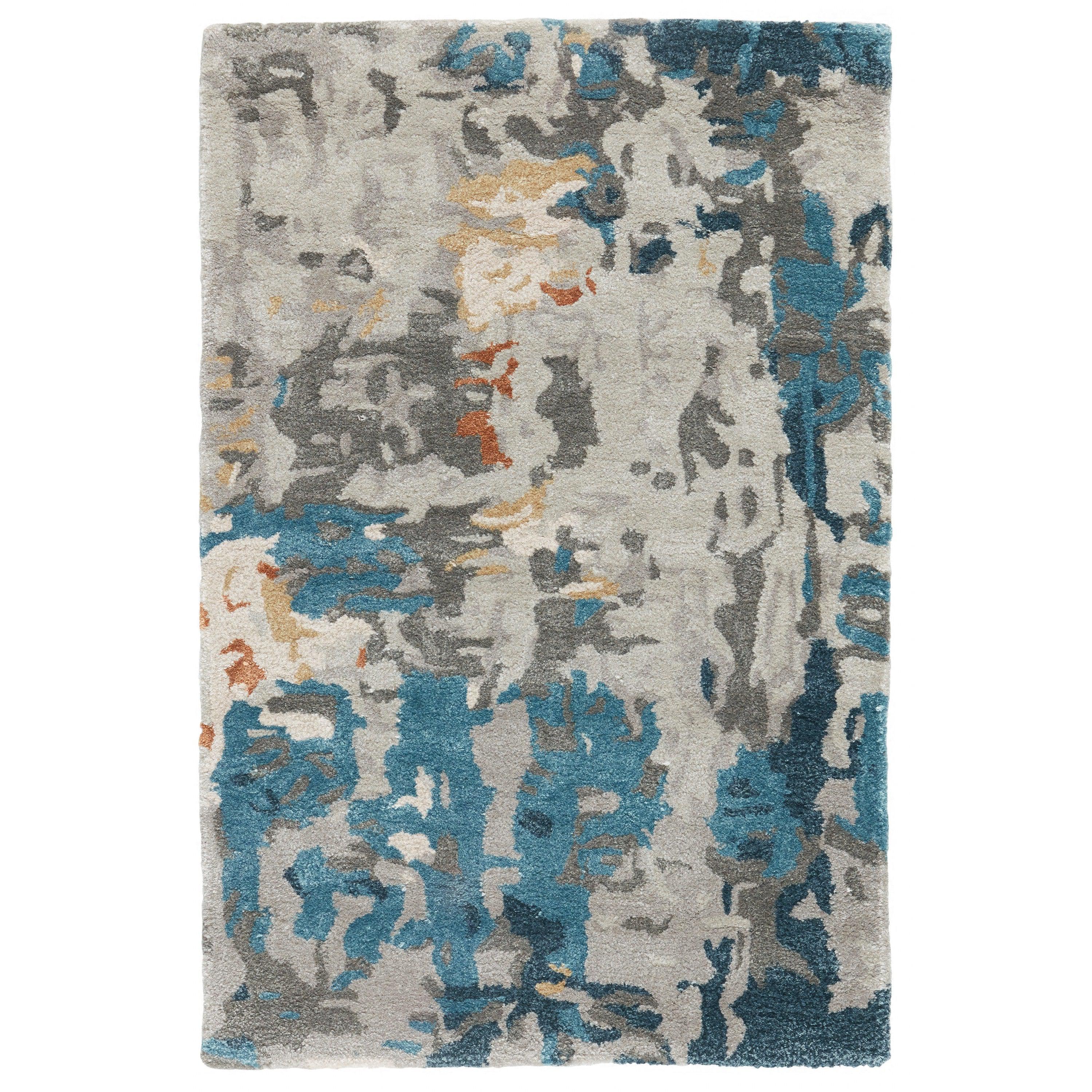 Segall Handmade Abstract Dark Blue Gray Area Rug、mySite、gigharbornorthrealestate