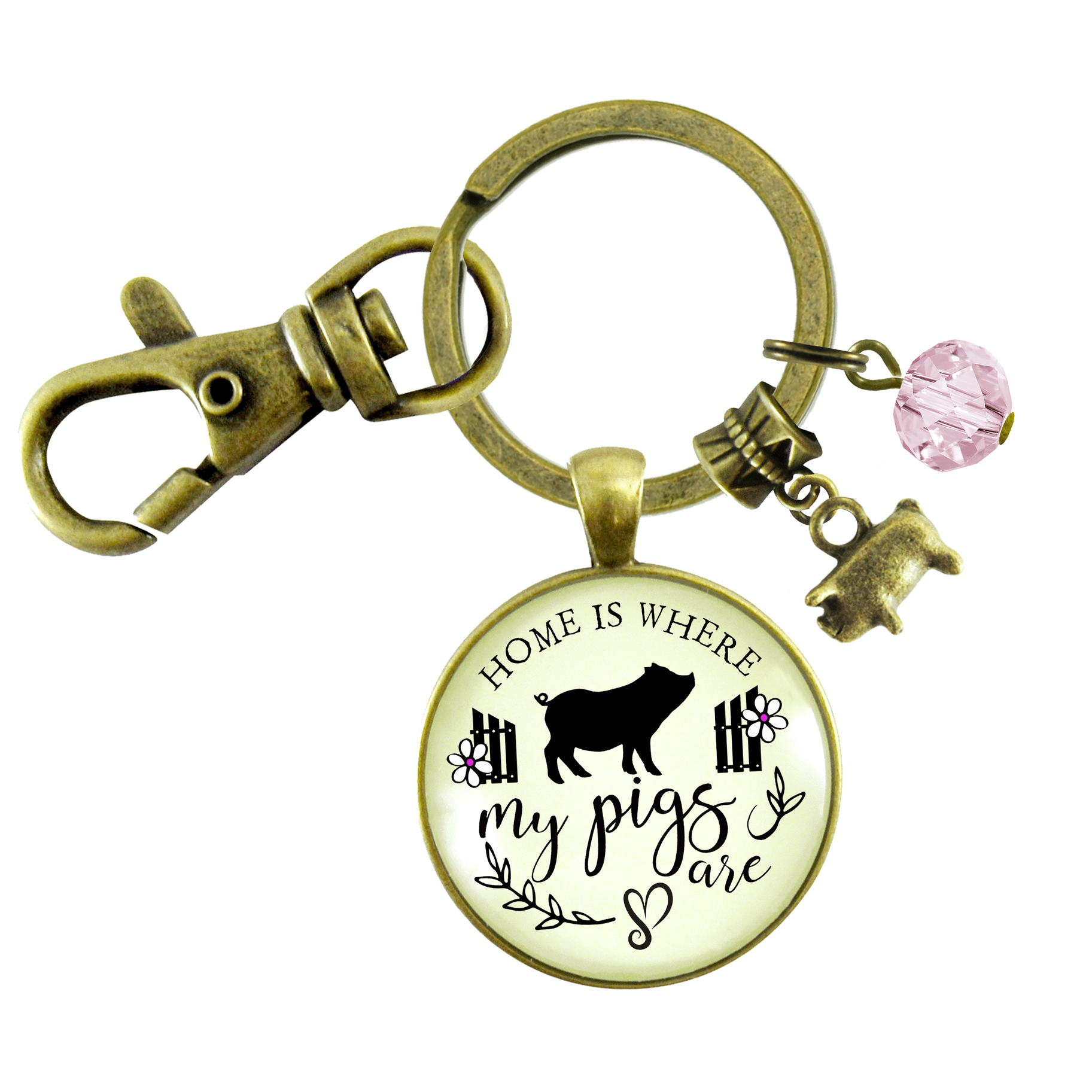 Home is Where My Pigs Are Keychain, Handmade!、mySite、g9winljtr
