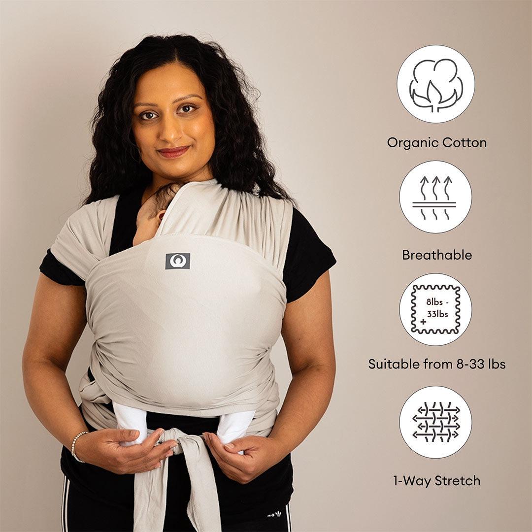  Gaia Stretchy Baby Wrap Carrier - Organic Cotton - Silver Grey、mySite、merchandisen