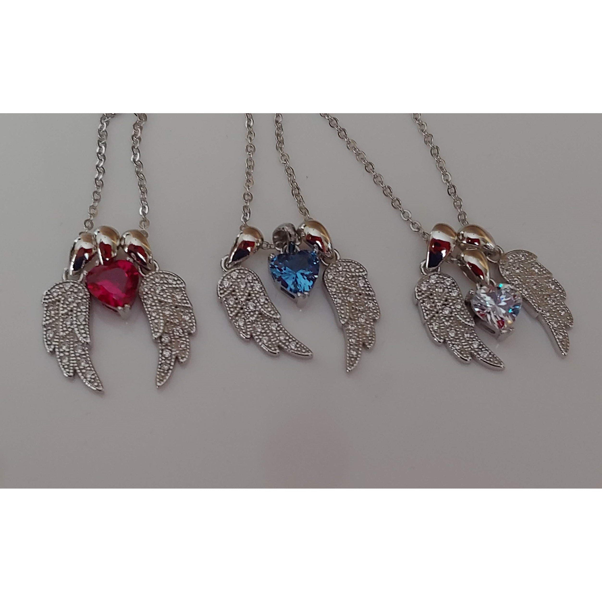 Angel's Wings and Heart Necklace Sterling Silver Guardian Angel、mySite、g9winljtr