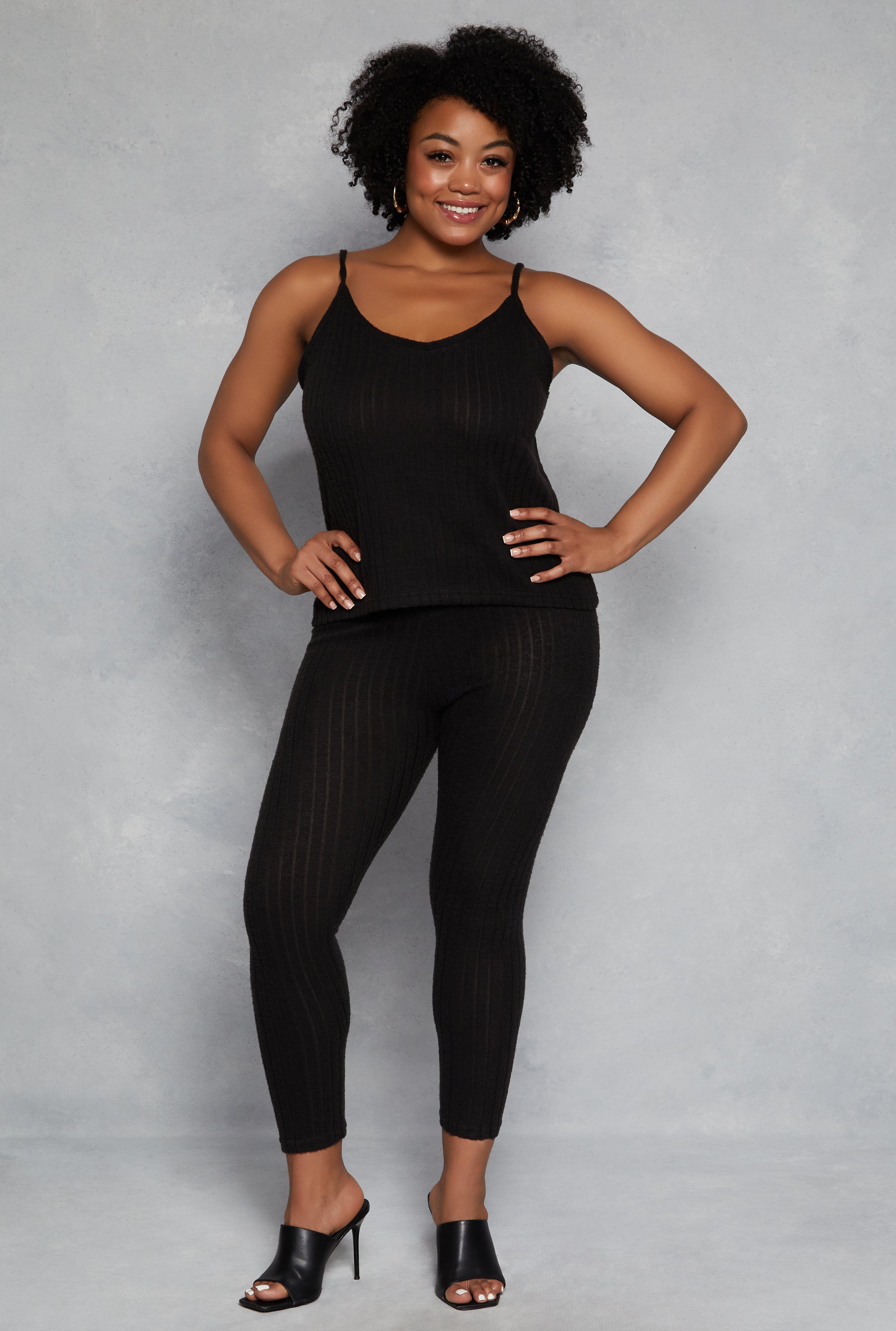 Plus Size Brushed Ribbed Knit Cami、mySite、camillekostekn