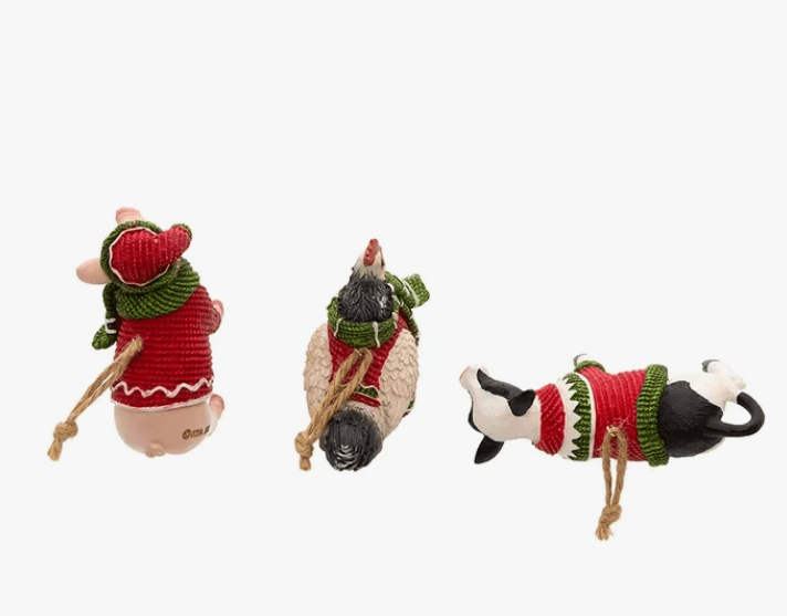 FARM ANIMALS W/SWEATER and SCARF Ornaments Pig,Cow, Chicken Kurt Adler、mySite、g9winljtr