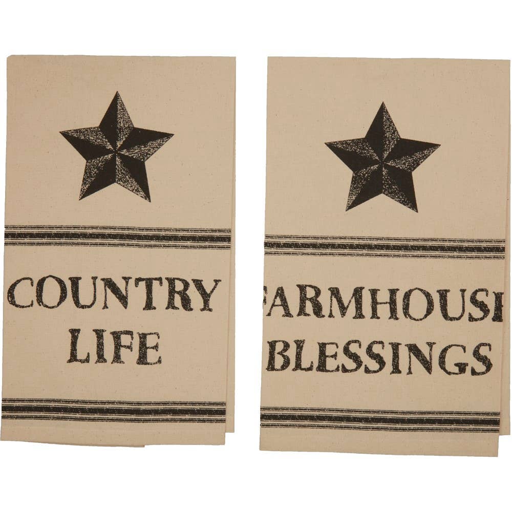 Farmhouse Star Country Life Muslin Unbleached Natural Tea Towel Set、mySite、g9winljtr