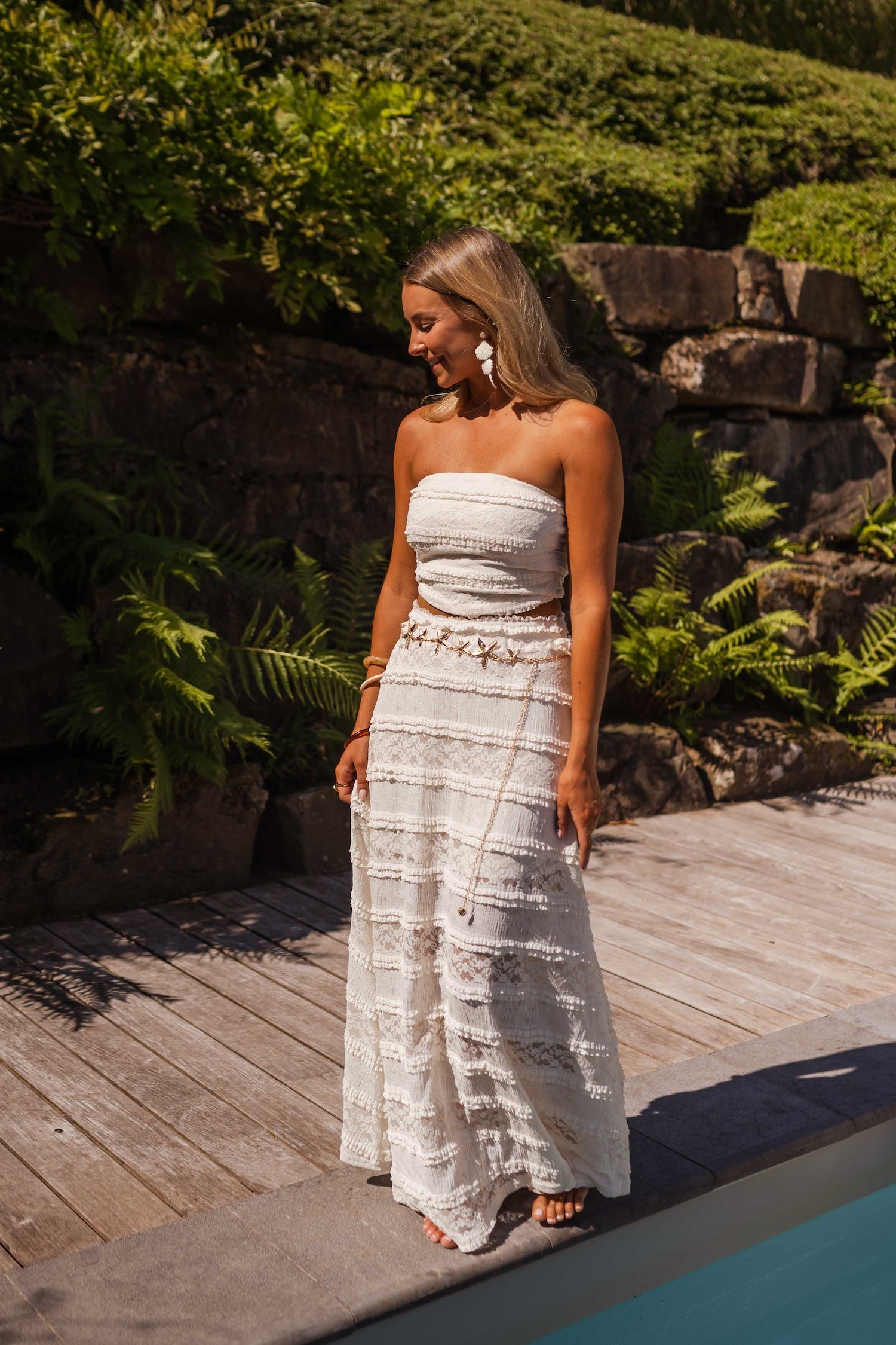 White pleated skirt