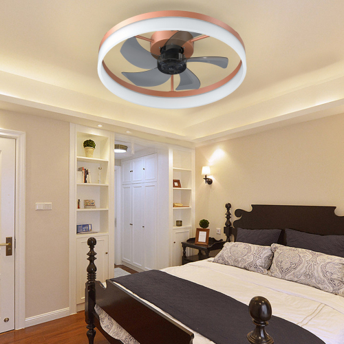 Ceiling Fans with Lights Dimmable LED Embedded installation of thin modern ceiling fans(Rose Gold)、、eastwooduniform