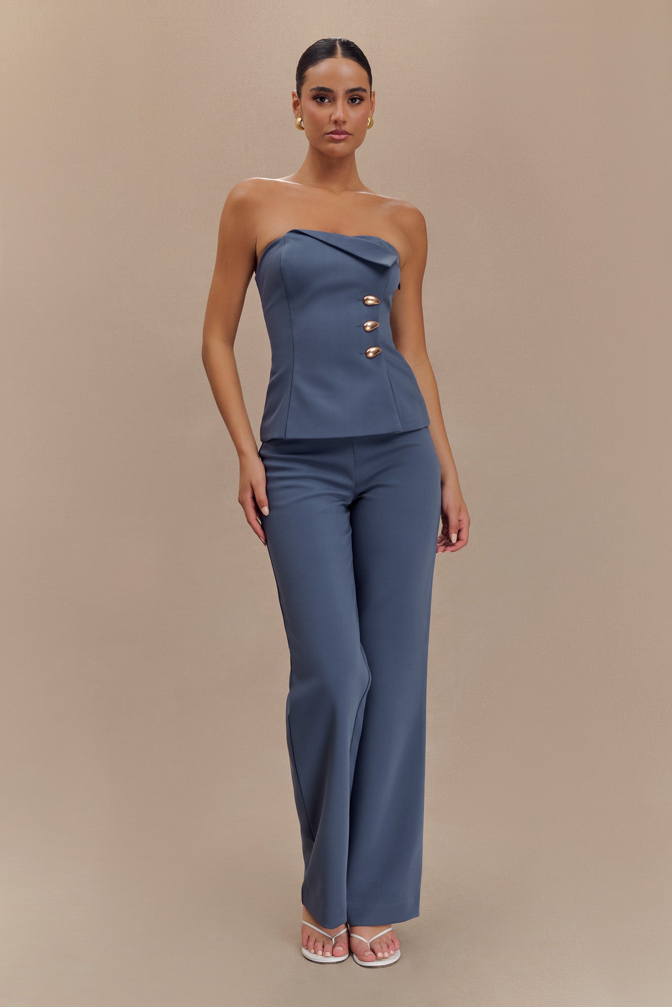 Lindie Straight Leg Suiting Pants - Steel、mySite、solidvoid