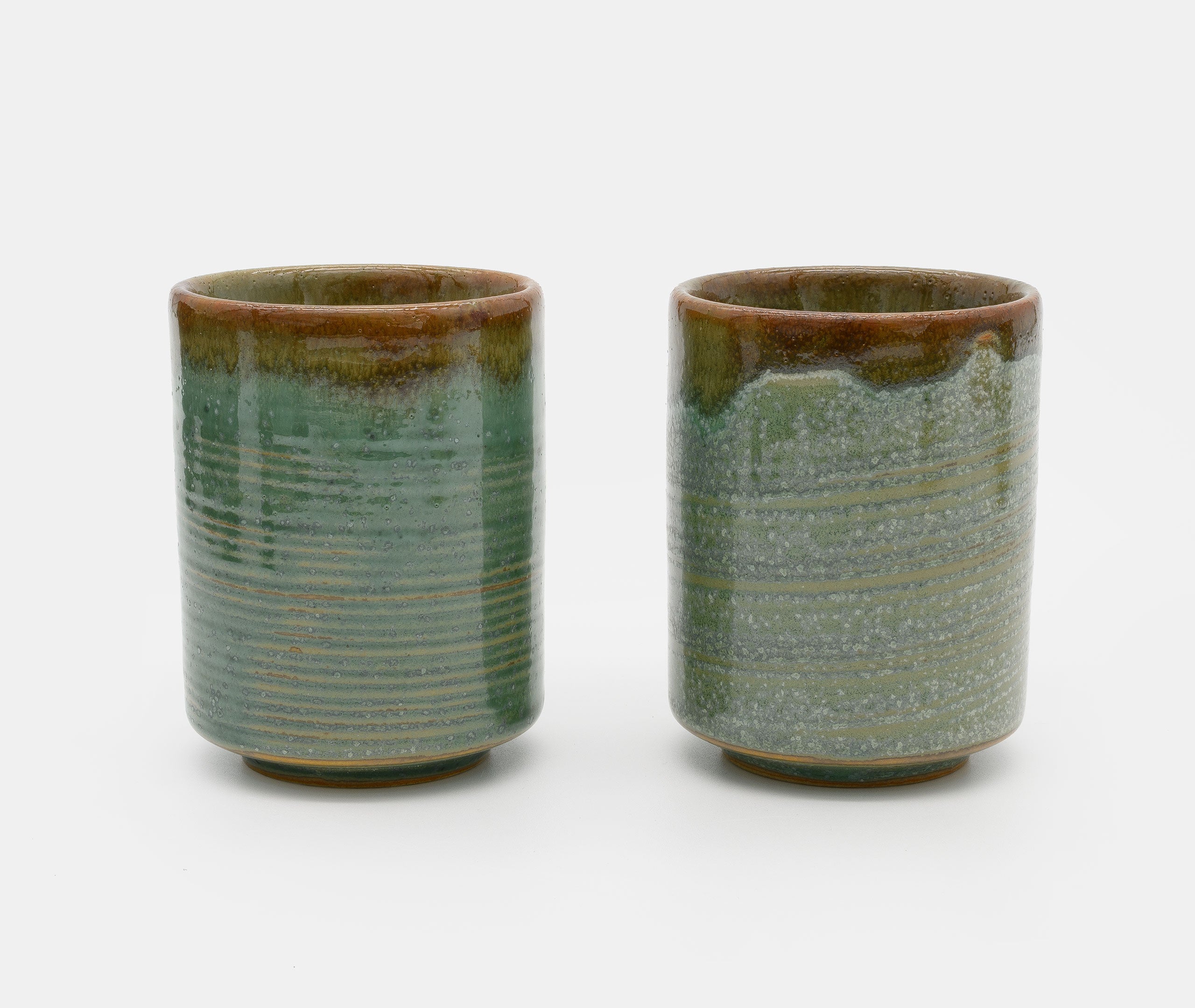Green & Orange Ringed Glaze Cup - Pair、mySite、topwebapps